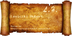 Leviczki Hubert névjegykártya